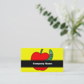 rode appel groene worm visitekaartje (Staand voorkant)