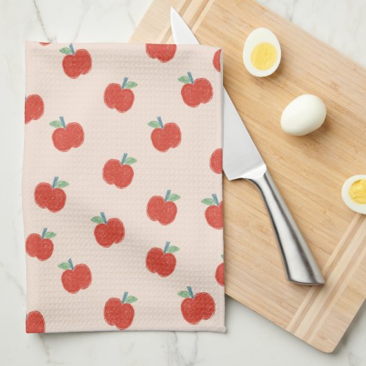 Rode appel keukenhanddoek (Quarter Fold)