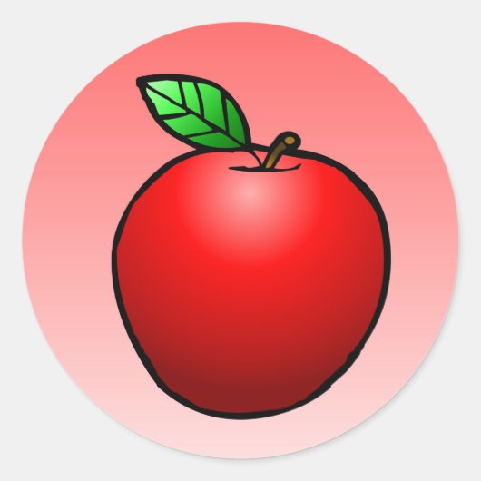 Rode Appel Klassieke Ronde Sticker (Voorkant)