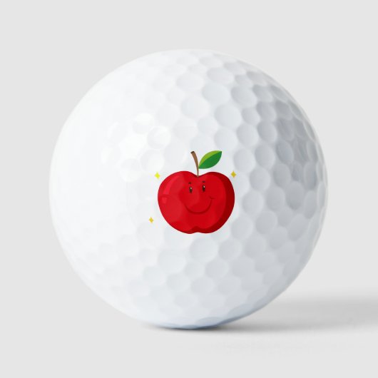 Rode appel met blij gezicht golfballen (Voorkant)
