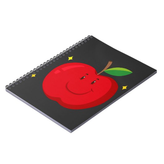 Rode appel met blij gezicht notitieboek (Linkerzijde)