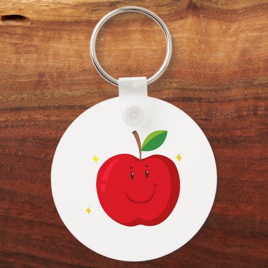 Rode appel met blij gezicht sleutelhanger (Achterkant)