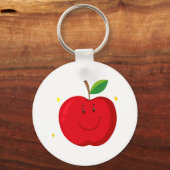 Rode appel met blij gezicht sleutelhanger (Voorkant)