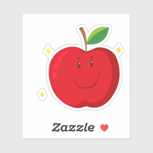 Rode appel met blij gezicht sticker (Vel)