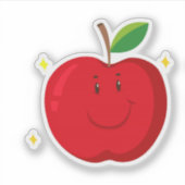 Rode appel met blij gezicht sticker (Voorkant)