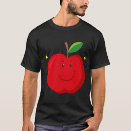 Rode appel met blij gezicht t-shirt