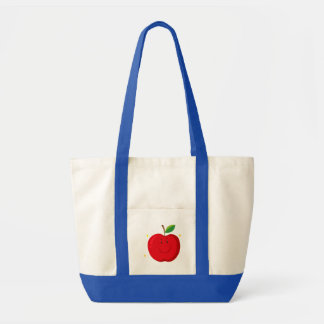 Rode appel met blij gezicht tote bag