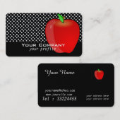 Rode appel met retro stippen visitekaartje (Voorkant / Achterkant)