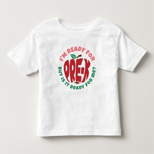 Rode appel met roze tekst Leuke Pre-K starter Kinder Shirts (Voorkant)