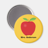 Rode appel op gele achtergrond en gepersonaliseerd magneet (Voorkant / Achterkant)