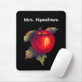Rode appel op zwart muismat (Met muis)