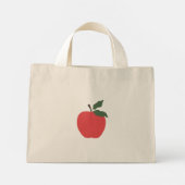 Rode appel past naam aan mini tote bag (Achterkant)