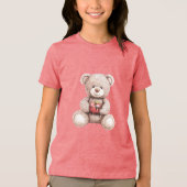 Rode appel per dag Crème Teddybeer Tri-Blend Shirt (Voorkant)