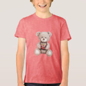 Rode appel per dag Crème Teddybeer Tri-Blend Shirt (Voorkant)