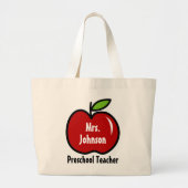 Rode appel schooljuf tas met eigen naam (Voorkant)