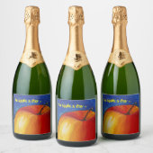 Rode appel - stilstaande doorgangen sparkling wijnetiket (Flessen)