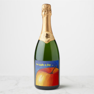 Rode appel - stilstaande doorgangen sparkling wijnetiket
