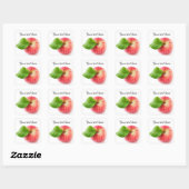 Rode appel van bovenaf vierkante sticker (Vel)