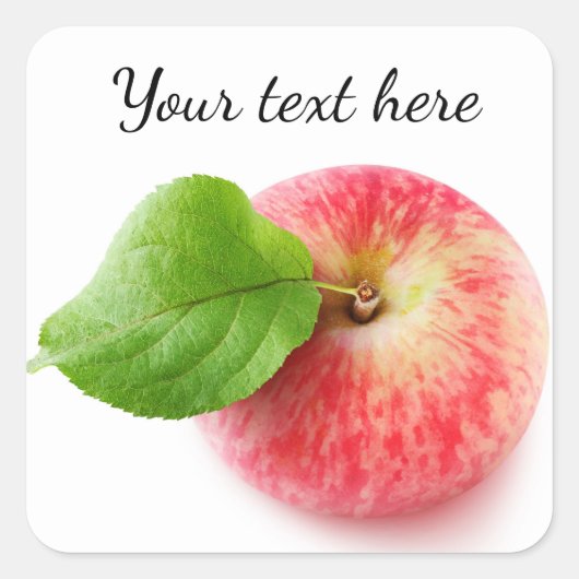 Rode appel van bovenaf vierkante sticker (Voorkant)