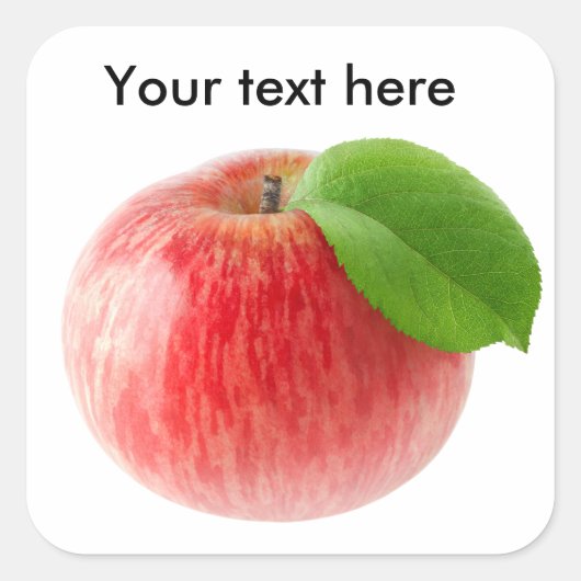 Rode appel vierkante sticker (Voorkant)