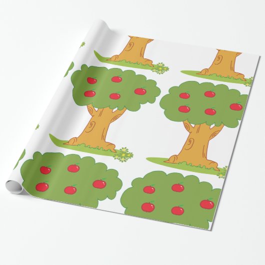 Rode appelboom cadeaupapier (Uitgerold)