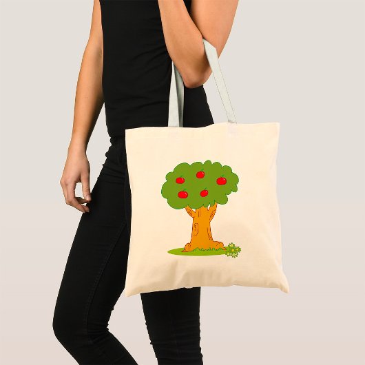 Rode appelboom tote bag