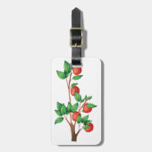 Rode appelboomtak vers fruit en groene bladeren bagagelabel (Voorkant verticaal)