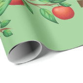 Rode appelboomtak vers fruit en groene bladeren cadeaupapier (Rol Hoek)