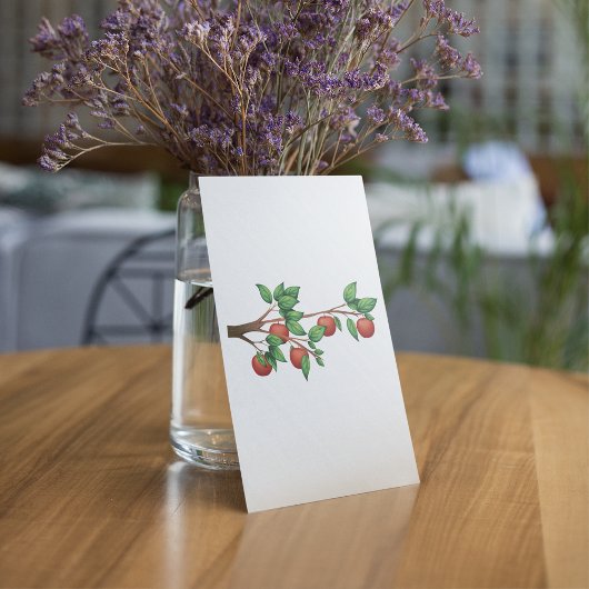 Rode appelboomtak vers fruit en groene bladeren kaart