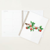 Rode appelboomtak vers fruit en groene bladeren planner (Display)