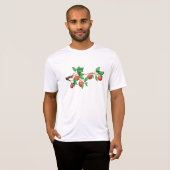 Rode appelboomtak vers fruit en groene bladeren t-shirt (Voorkant volledig)