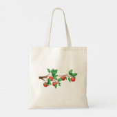 Rode appelboomtak vers fruit en groene bladeren tote bag (Achterkant)