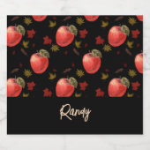 Rode appelen en zwarte bladeren likeurfles etiket (Enkel label)