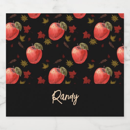 Rode appelen en zwarte bladeren likeurfles etiket (Enkel label)