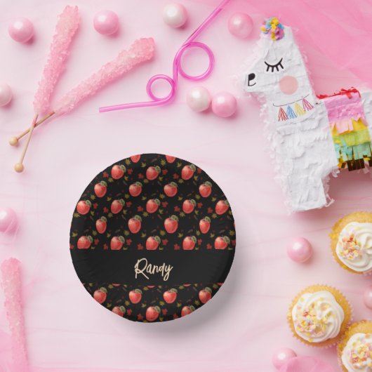 Rode appelen en zwarte bladeren papieren kommen (Feest)