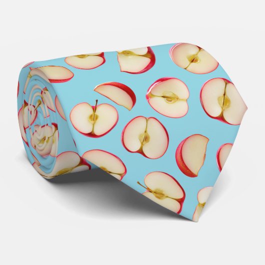 Rode Appelhelften Patroon Stropdas (Opgerold)