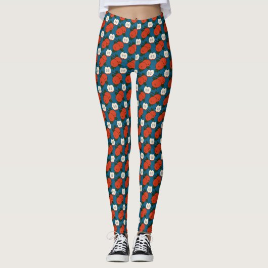 Rode Appelpatroon Dames Leggings (Voorkant)
