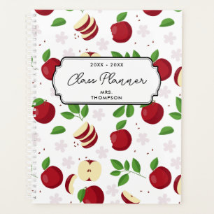 Rode appels, bloesems en groen leraar planner