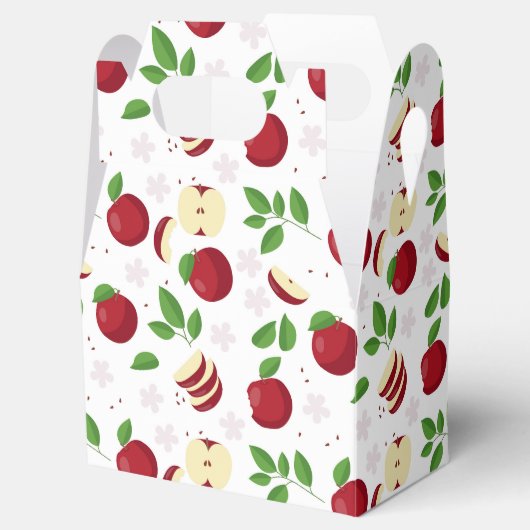 Rode appels, bloesems en groen patroon bedankdoosjes (Geopend)