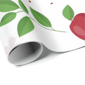 Rode appels, bloesems en groen patroon cadeaupapier (Rol Hoek)