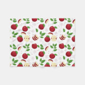 Rode appels, bloesems en groen patroon fleece deken (Voorkant (Horizontaal))