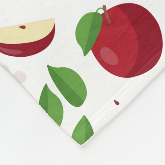 Rode appels, bloesems en groen patroon fleece deken (Hoek)