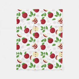 Rode appels, bloesems en groen patroon fleece deken
