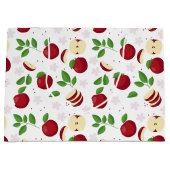Rode appels, bloesems en groen patroon groot cadeauzakje (Voorkant)