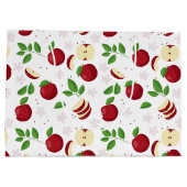 Rode appels, bloesems en groen patroon groot cadeauzakje (Achterkant)