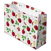 Rode appels, bloesems en groen patroon groot cadeauzakje (Achterkant Gekanteld)