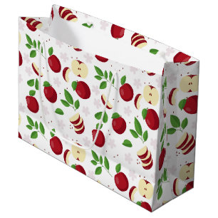 Rode appels, bloesems en groen patroon groot cadeauzakje
