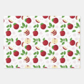 Rode appels, bloesems en groen patroon inpakpapier vel (Voorkant 2)