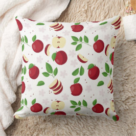 Rode appels, bloesems en groen patroon kussen