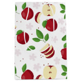Rode appels, bloesems en groen patroon medium cadeauzakje (Voorkant)